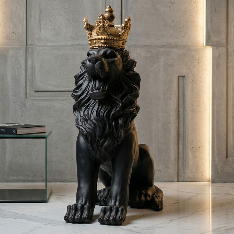 مجسم أسد ملكي مع تاج – Royal Lion Sculpture