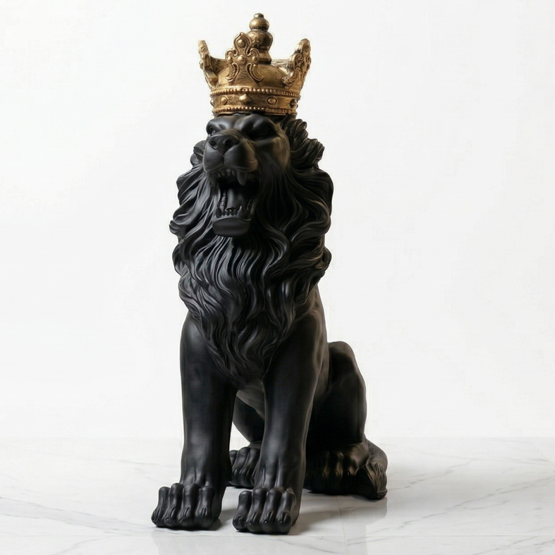 مجسم أسد ملكي مع تاج – Royal Lion Sculpture الصورة 3